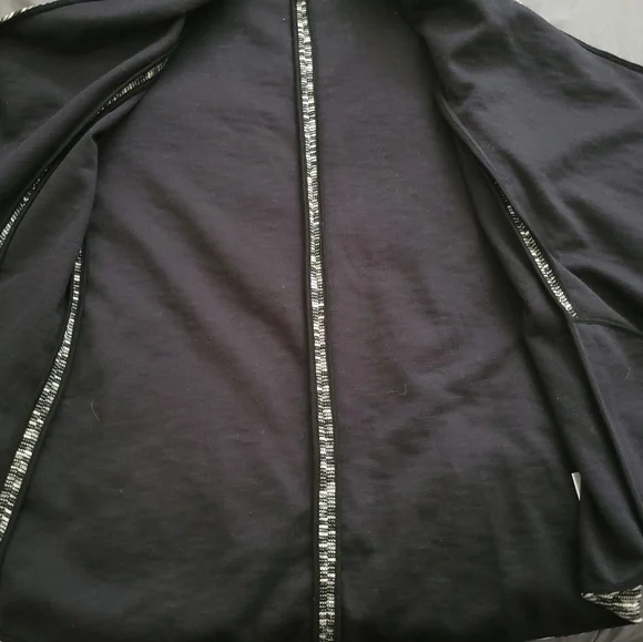 Ellen Tracy | Marled Black/White Open Drape Front Jacket (SIZE M) - Picture 13 of 15